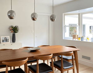 Mid century modern dining room with Glacier Frost wall vent cover from kul grilles