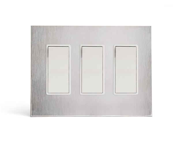 stainless steel 3 gang wall switch plate from kul grilles with switches