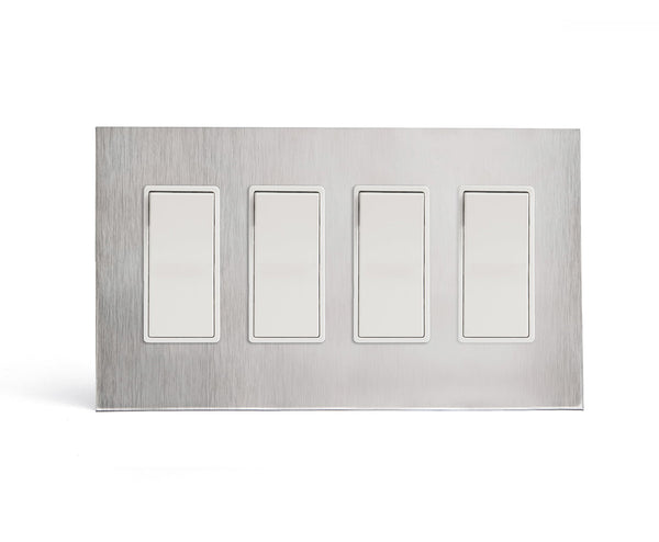 stainless steel 4 gang wall switch plate from kul grilles with light switches