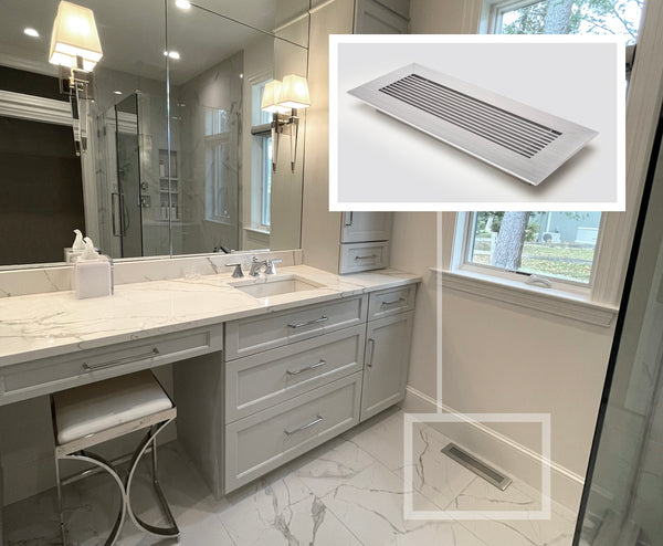 floor vent covers brushed chrome marble tile bathroom chrome accents lynn harowitch by kulgrilles