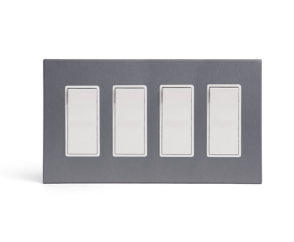 kul grilles 4gang switch plate covers in anodized matte graphite with light switch