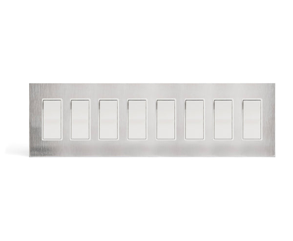 stainless steel 8 gang wall switch plate from kul grilles with light switch
