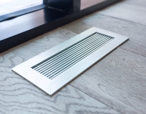 anodized clear kul grilles hvac vent cover on hardwood floor