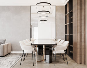 modern dining interior with dining table chairs with greige walls min