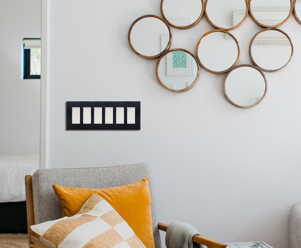 anodized matte black 6 gang light switch living room