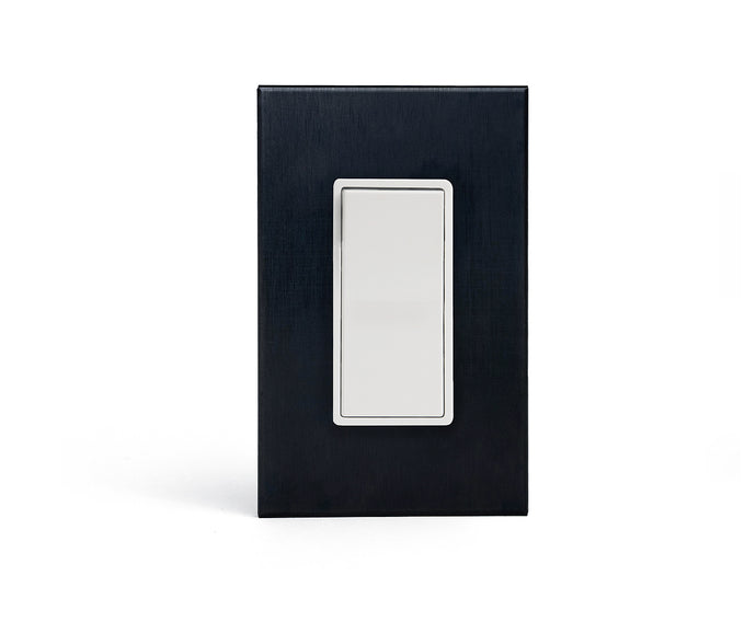 anodized matte black 1gang wall switch plate from kul grilles with light switch