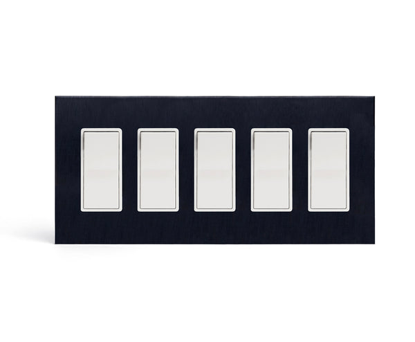 anodized matte black 5gang wall switch plate from kul grilles with light switch