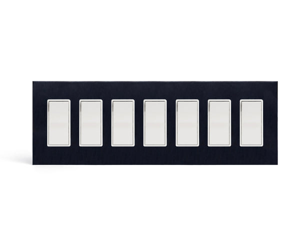 anodized matte black 7gang wall switch plate from kul grilles with light switch