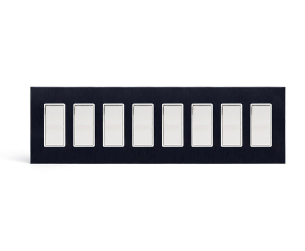 anodized matte black 8gang wall switch plate from kul grilles with light switch