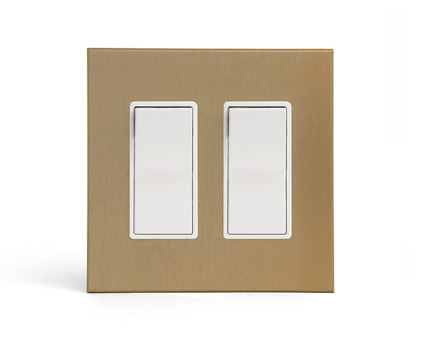 anodized matte gold 2gang wall switch plate from kul grilles with light switch