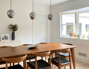 Mid century modern dining room with Glacier Frost wall vent cover from kul grilles