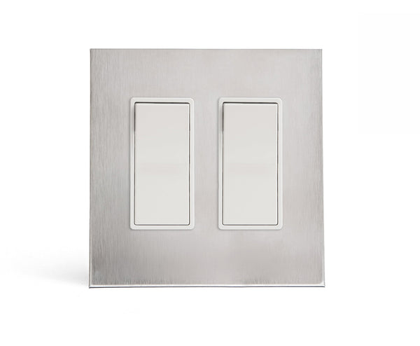 stainless steel 2 gang wall switch plate from kul grilles with light switches