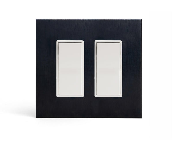anodized matte black 2gang wall switch plate from kul grilles with light switch