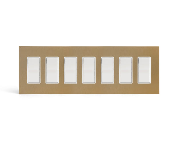 anodized matte gold 7 gang wall switch plate from kul grilles with light switch