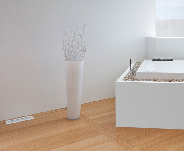 floor vent Glacier Frost in modern white bathroom by kul grilles