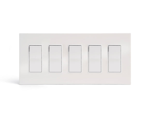 glacier frost 5gang wall switch plate from kul grilles with light switch