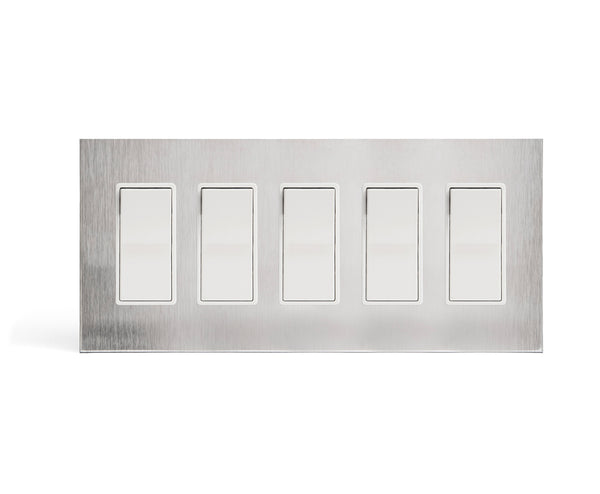 stainless steel 5 gang wall switch plate from kul grilles with light switch