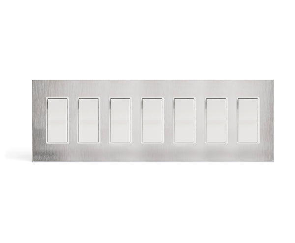 stainless steel 7 gang wall switch plate from kul grilles with light switch