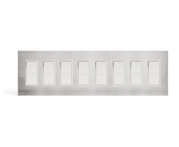stainless steel 8 gang wall switch plate from kul grilles with light switch