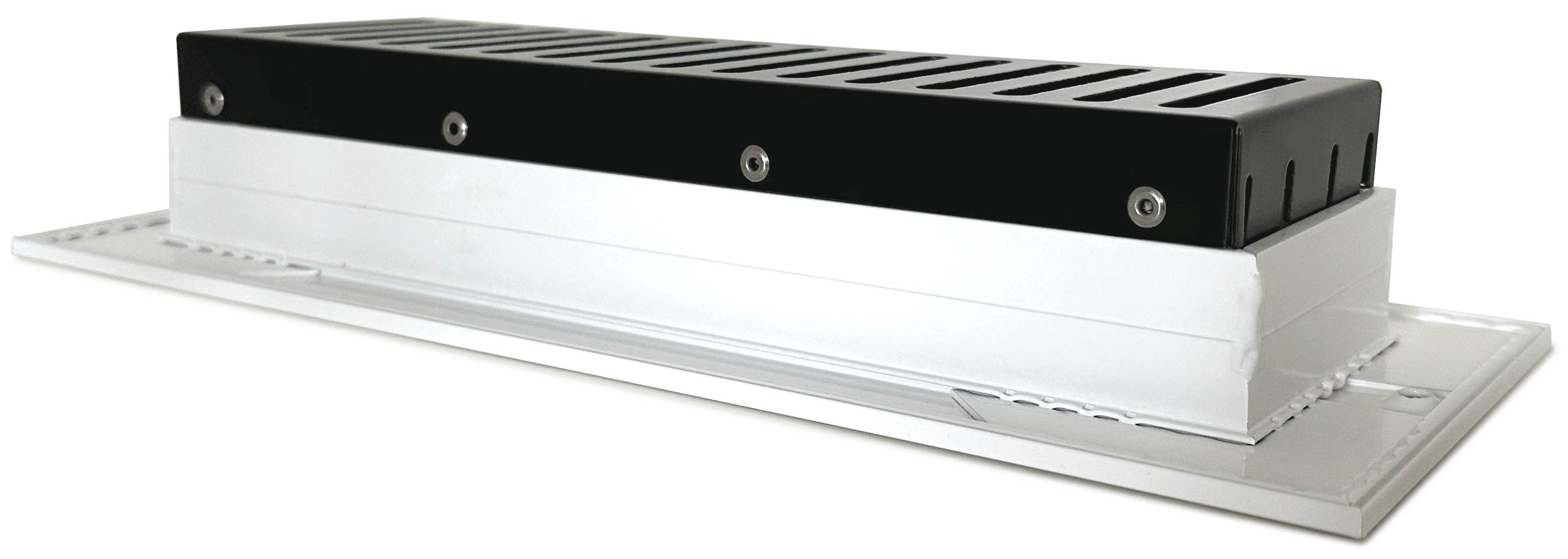 Floor register slide damper installed on brushed chrome by kul grilles